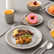 Grandiose Bordenset – 4 persoons – 16 delig – Grijs Keramisch – Serviesset – Breakfast Plates