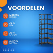 7-laags Boekenkast - Boekenplank - Wandplank - Boekenrek - Bruin