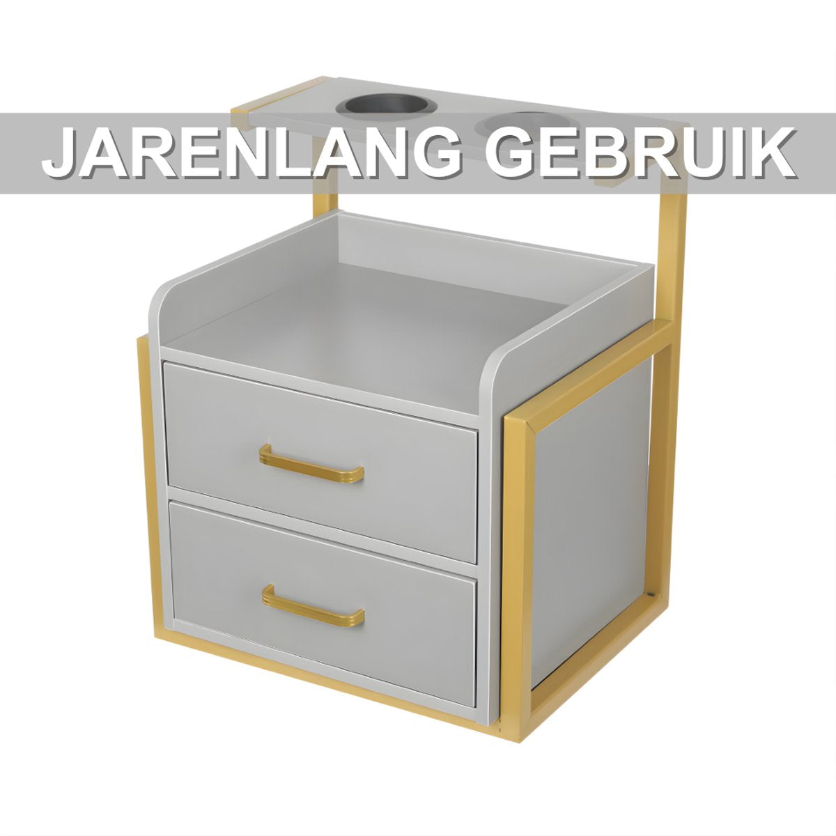 Wandkast - Hangkast - Muurkast - Opbergmeubel - Voor kapsalon - Opbergkast met wandmontage -Goud/Grijs