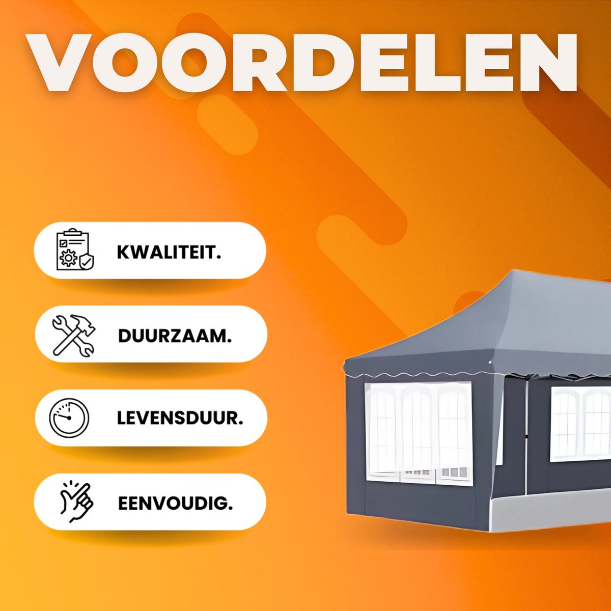 Partytent met zijwanden - 300x600cm - Opvouwbaar - Donkergrijs - 420D Oxford Doek - Easy up - Paviljoen - Waterdicht weerbestendig - In hoogte verstelbaar