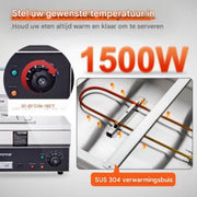 Buffetverwarmer - chafing dish- warmhoudschalen- elektrisch RVS Voedselverwarmer - 1500W - 6x13,2L Buffetbakken - Incl. Deksels & Aftapkraan
