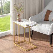 Salontafel Valora - Vierkante salontafel - Woonkamer - Marmerlook - Bijzettafel - Side table