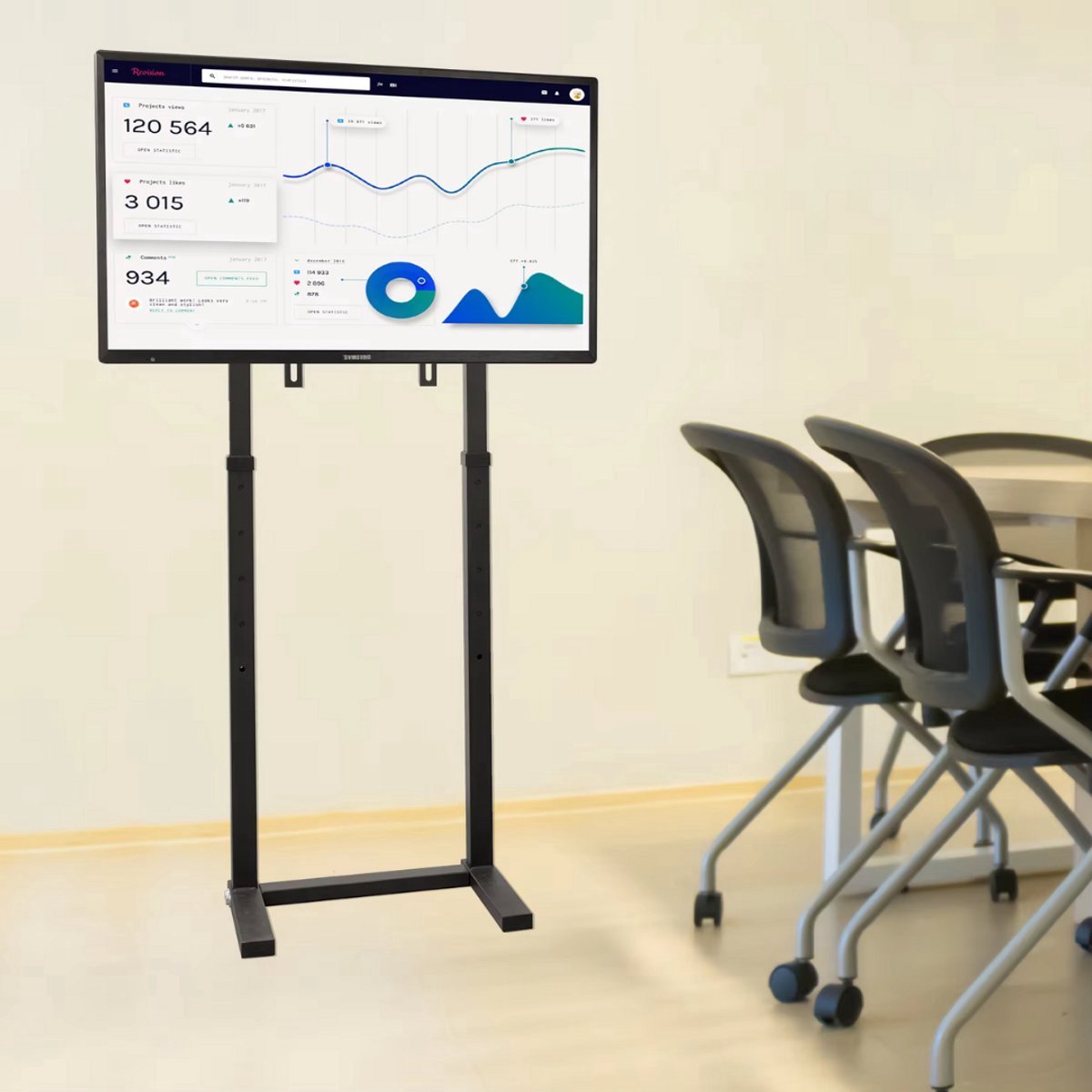 TV vloerstandaard Vaylen - Voor 32"-65" inch - Standaard universeel - In hoogte Verstelbaar - Wit