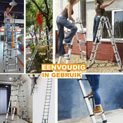 Telescopische Loft Ladder Deluxe - 260CM - Opvouwbare Trapladder - Uitschuifbare Aluminium Ladder - Draagbaar - EN131 - Max. Belasting 150kg/330lb