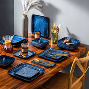 Crystal Ontbijtborden - Dinerborden - 4 persoons - 16 delig - Blauw Keramisch - Ontbijtborden