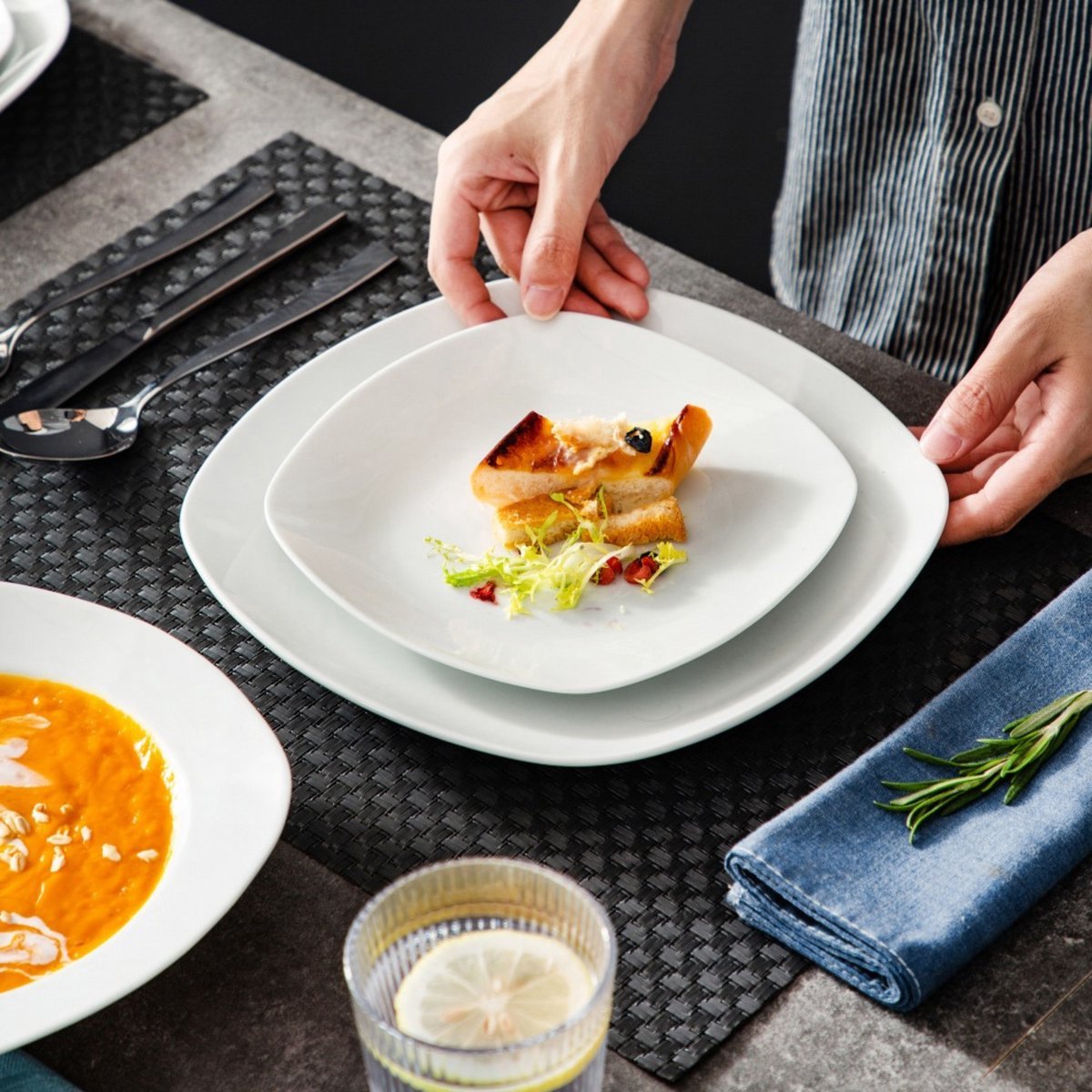 Silken Serviesset - Serviesset - 6 persoons - 18 delig - Wit Keramisch - Breakfast Plates