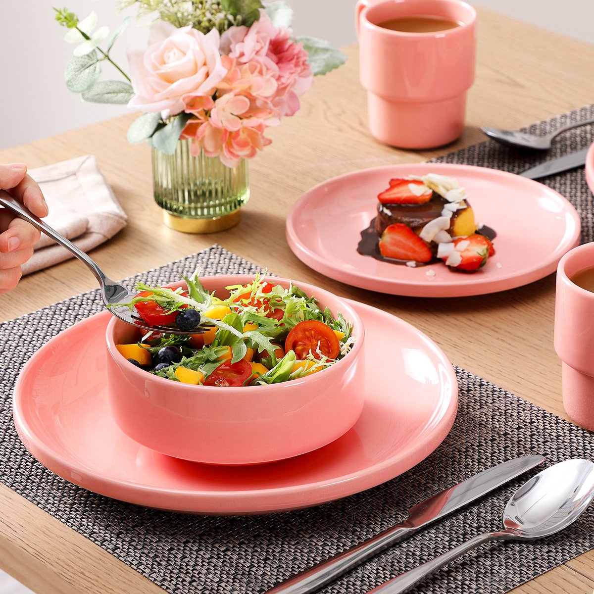 Marlito Serviesset - 32 delig - 8 persoons - Baby roze - Dinerborden - Bordenset - Diepe borden - Ontbijtborden - Servies - Keukenservies