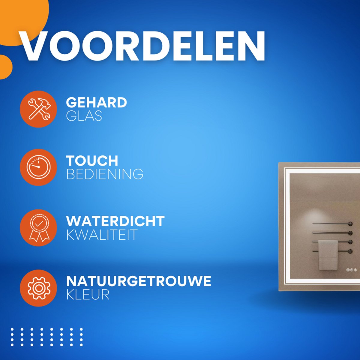 Novalio Badkamerspiegel - 80x60cm - Geen condens - Met verwarming en LED verlichting - Touchpad - Spiegel voor badkamer - Rechthoekig