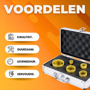 Diamantboorset Deluxe - 60 mm Gatenzagen - 5 stuks - Tegelboor gatenzaagzet - Dozenboor - Tegelsnijder Accessoire