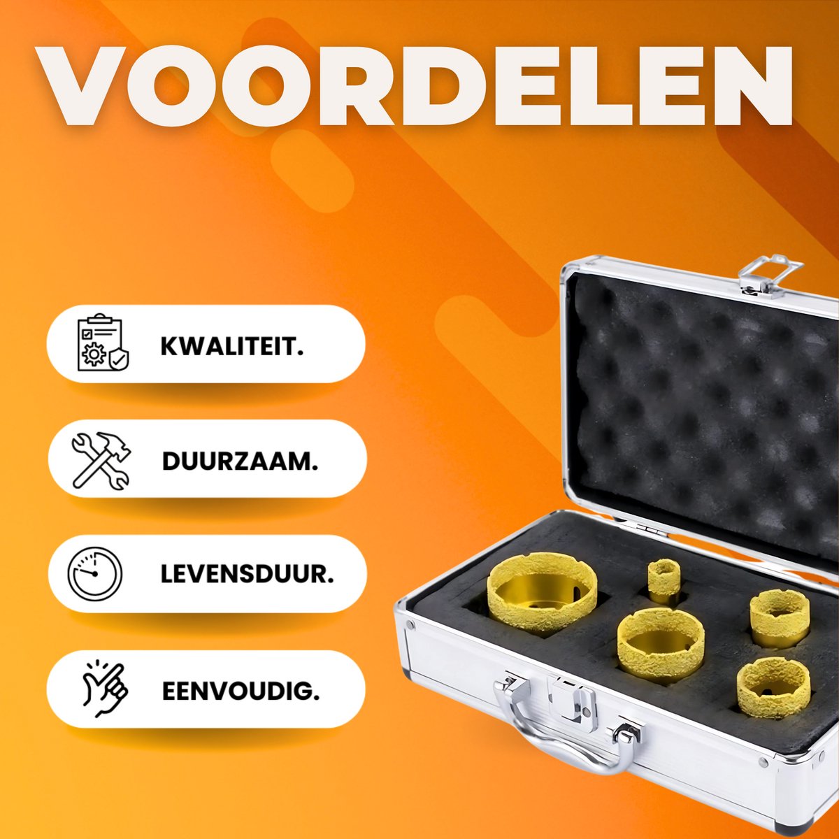 Diamantboorset Deluxe - 60 mm Gatenzagen - 5 stuks - Tegelboor gatenzaagzet - Dozenboor - Tegelsnijder Accessoire