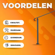Trapleuning deluxe - Anti slip - Balustrade - Binnen en buiten - Houders - Leuningen voor Trappen - Staal - Met trapleuninghouders - 120cm