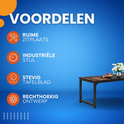 Eettafel Milano - 160cm - Voor 6 personen - Voor Keuken of eetkamer - Bruin - 160 cm (B) × 80 cm (D) × 75 cm (H)