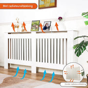 Grandiose Radiatorombouw - 172x92 cm - Ombouw rooster - Verticale panelen - MDF - Stijlvol - Wit