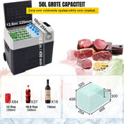 Auto Koelbox met Compressor – 50L Draagbare Koelkast met LCD Display – 12/220V Campingkoeler