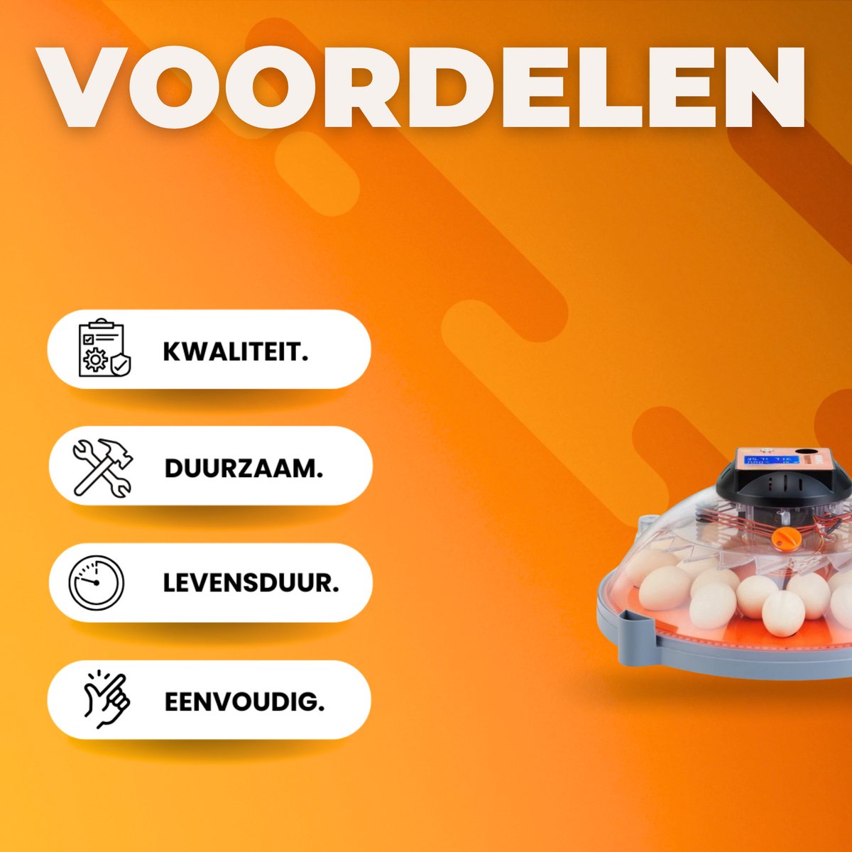 Broedmachine - 48 stuks - Automatische rotatie en water bijvullen - Incubator - Kippenincubator - Eieren