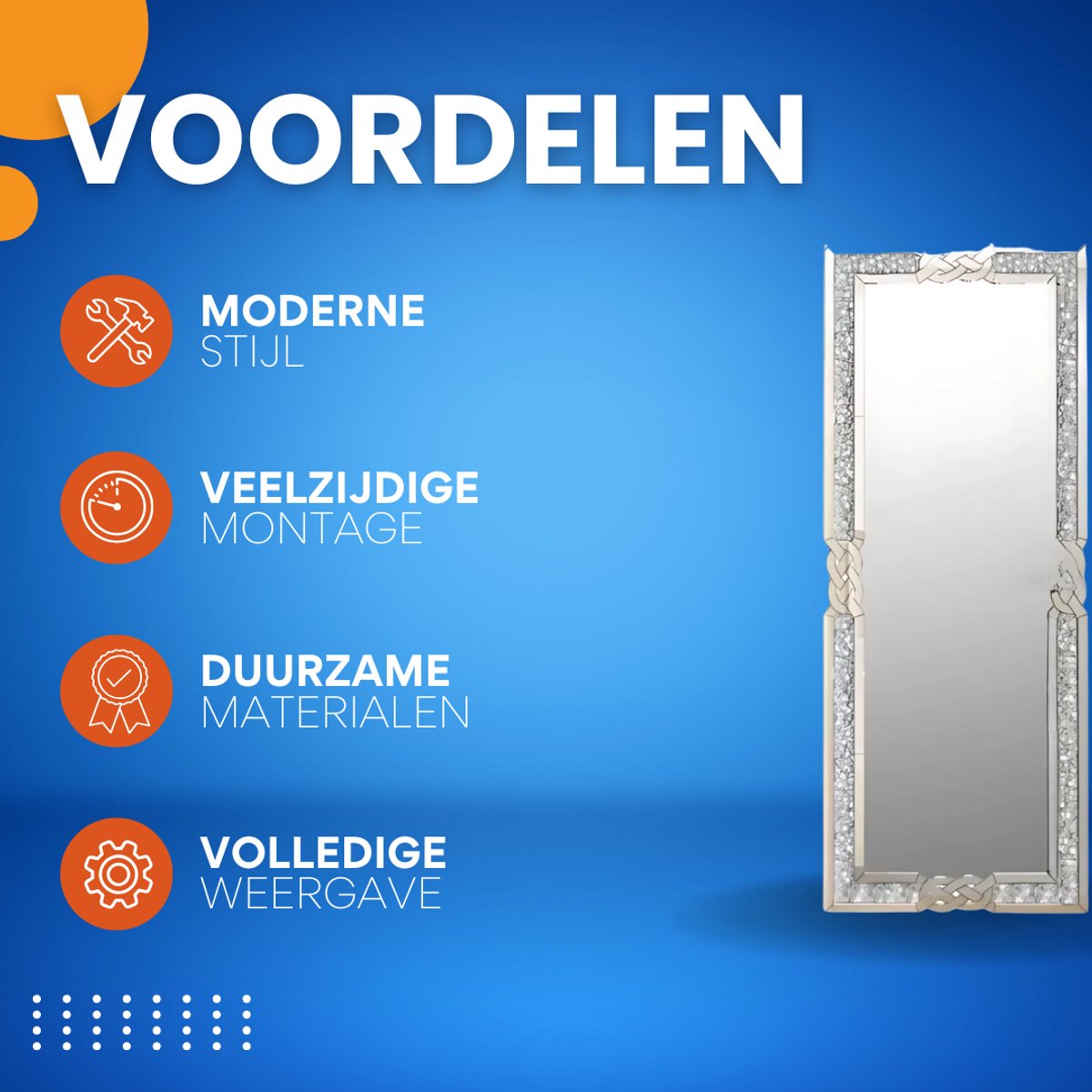 Staande speigel - Ook als wandspeigel - 160cm - Woonkamer - Spiegel voor Badkamer, Make-up & Wandmontage