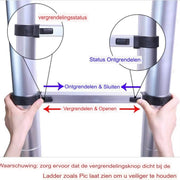 Aluminium Telescopische Ladder Glorino - Vouwladder met Antislipvoeten - Multifunctionele Verlenging - Rechte Ladder voor Loft