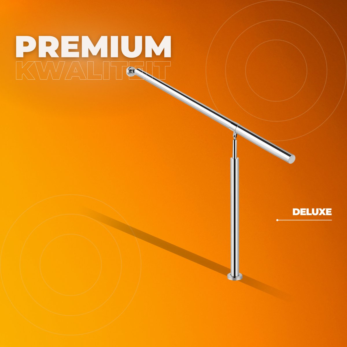Trapleuning - 150cm - Balustrade voor 1-2 tredens - Houders - Leuningen voor Trappen - Staal - Met trapleuninghouders