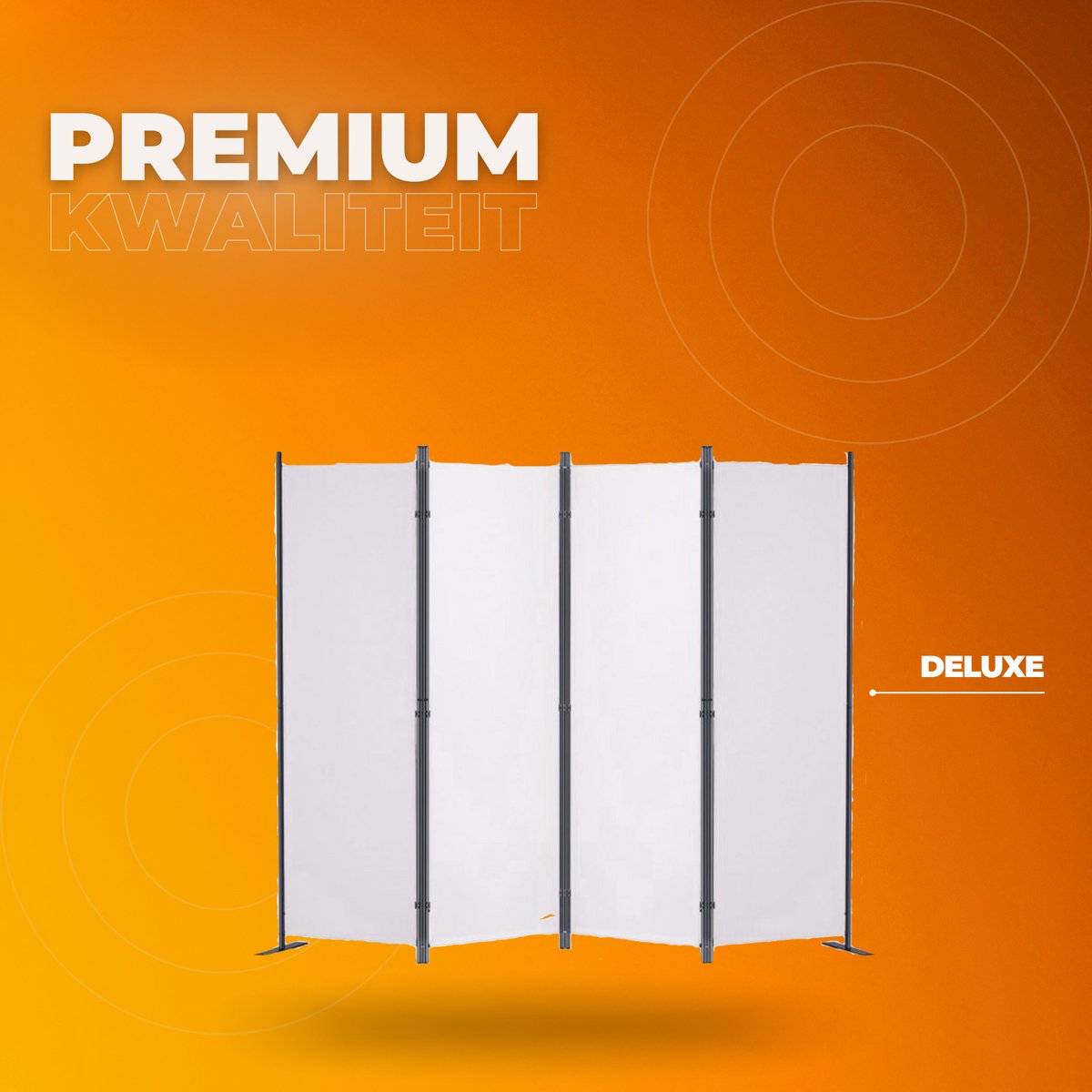 Scheidingswand - 4 panelen - Kamerscherm - Paravan - Wit - Opvouwbaar - 224x171cm