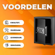 Brandwerende kluis 60L - Waterdicht - Met cijferslot, vingerprint of sleutel - Voor thuis of kantoor - Zwart - Elektrisch