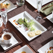 Lavish Bordenset – Snackschotel – 2 delig – Wit Keramisch – Ontbijtborden – Lange Borden