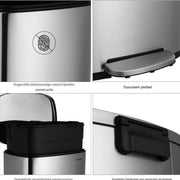 Luxe pedaalemmer - Zilver 50L - Prullenbak - Afvalscheiding - RVS - Softclose - Anti-slip