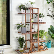 Happyment Plantenstandaard - Plantenrek trap - Bloemenrek voor binnen en buiten - Tuin etagere hout - 131cm