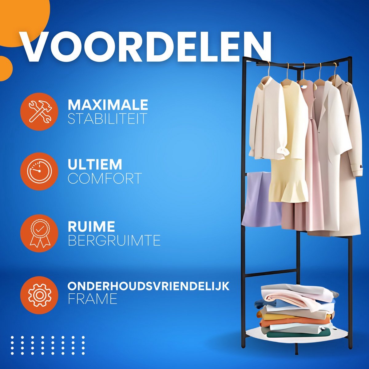 Kledingrek Titan - Metalen Kledingrek - Opbergplank - Woonkamer - Kledingstang - Slaapkamer - Schoenenkast - Voor zware jassen en truien