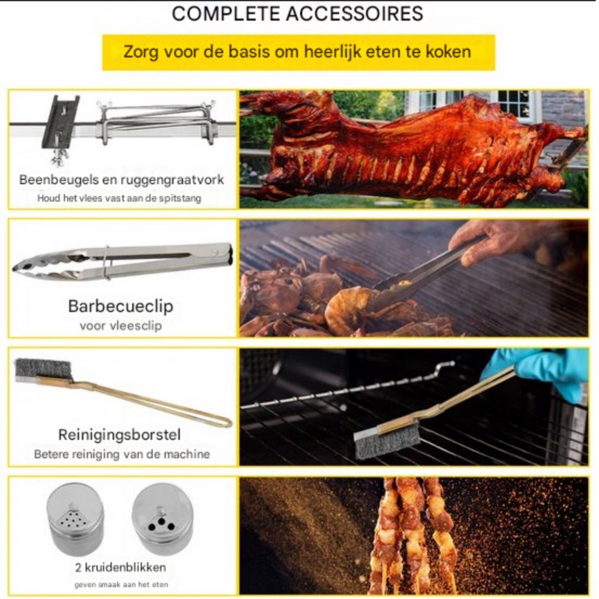 Rotisserie draaispit - BBQ 2 in 1 - RVS Rotisserie 60 kg - In Hoogte Verstelbaar - Oven - Motor - Elektrische Grill met Deksel & Accessoires