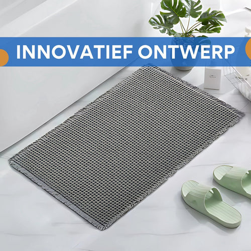 Badmat Fioren - Voor badkamer - Douchemat - Grijs - 60x90cm - Absorberend & antislip - Boho stijl