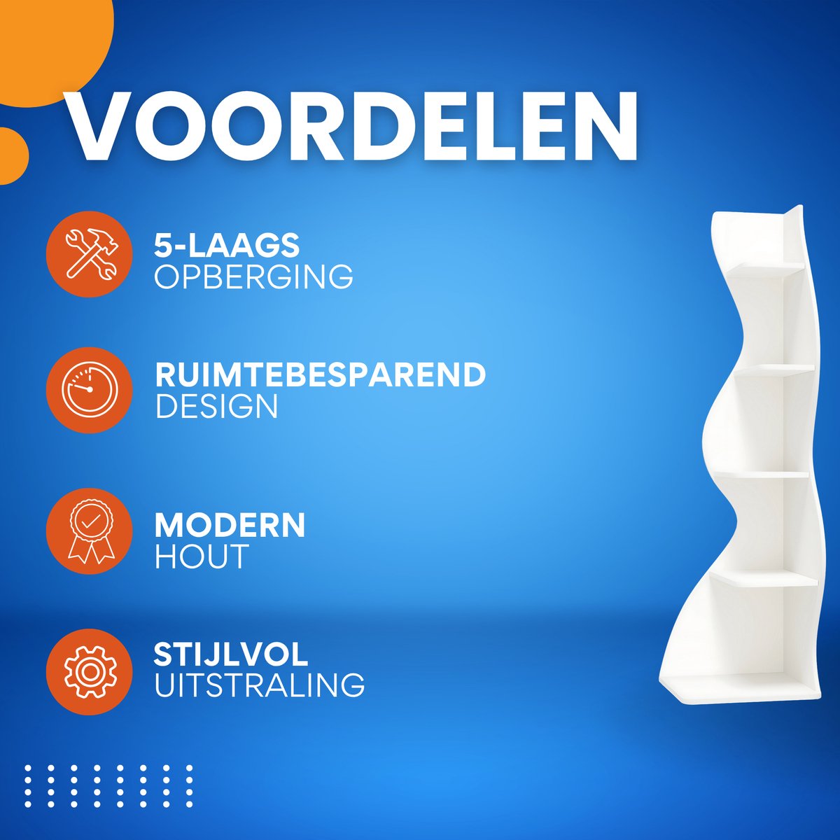 Moderne boekenkast 5 lagen - Wit - Boekenrek - Woonkamer, slaapkamer en kinderkamer - Hout - 50×48×177 cm