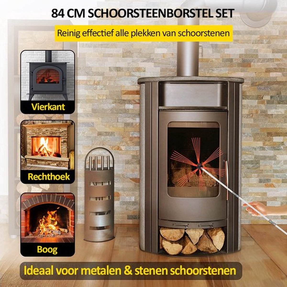 Happyment Schoorsteenveegset Deluxe - Schoorsteenreiniger - Schoorsteen Borstel - Veegkit - 10 M