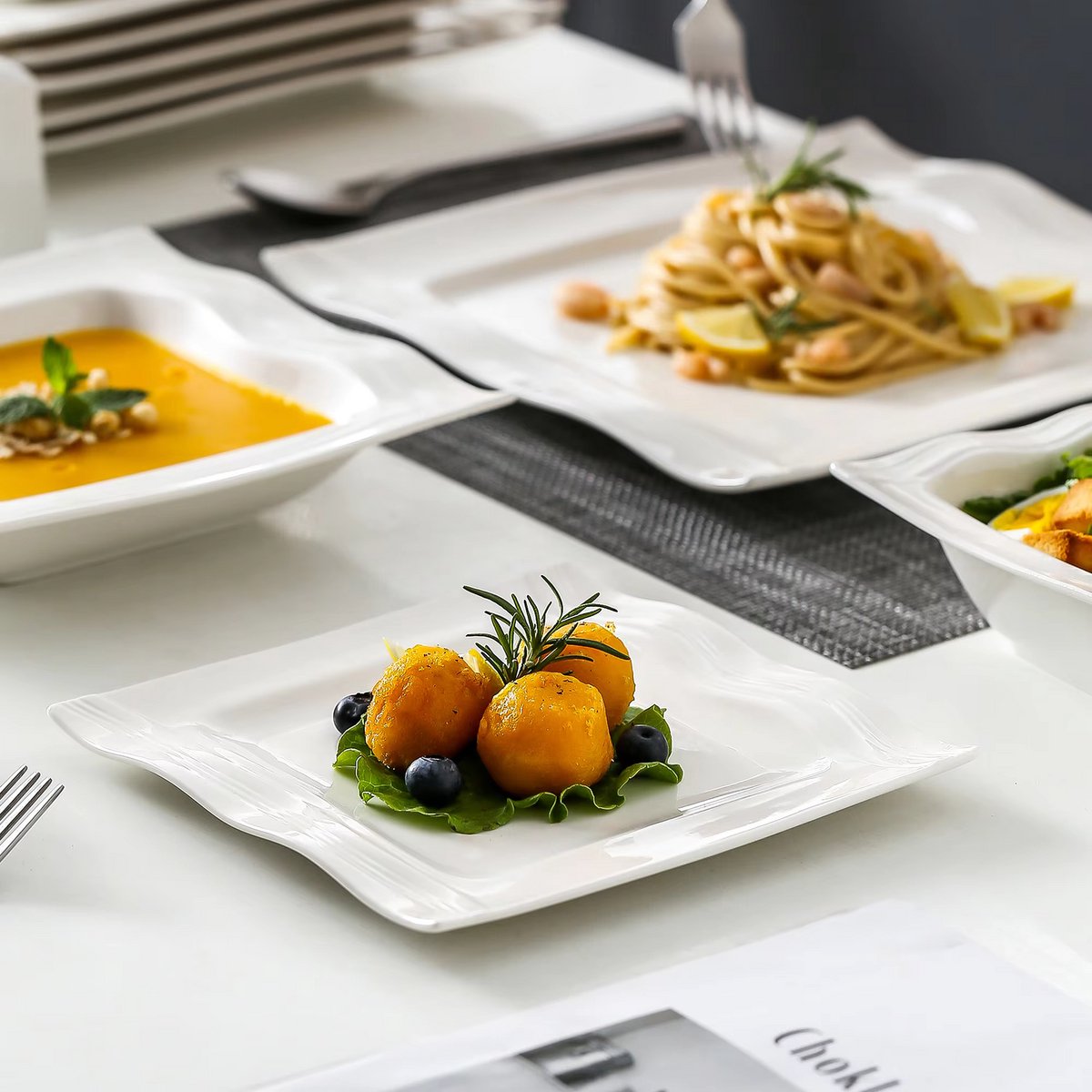 Haute Ontbijtborden – 6 persoons – 28 delig – Wit Keramisch – Eetborden – Breakfast Plates