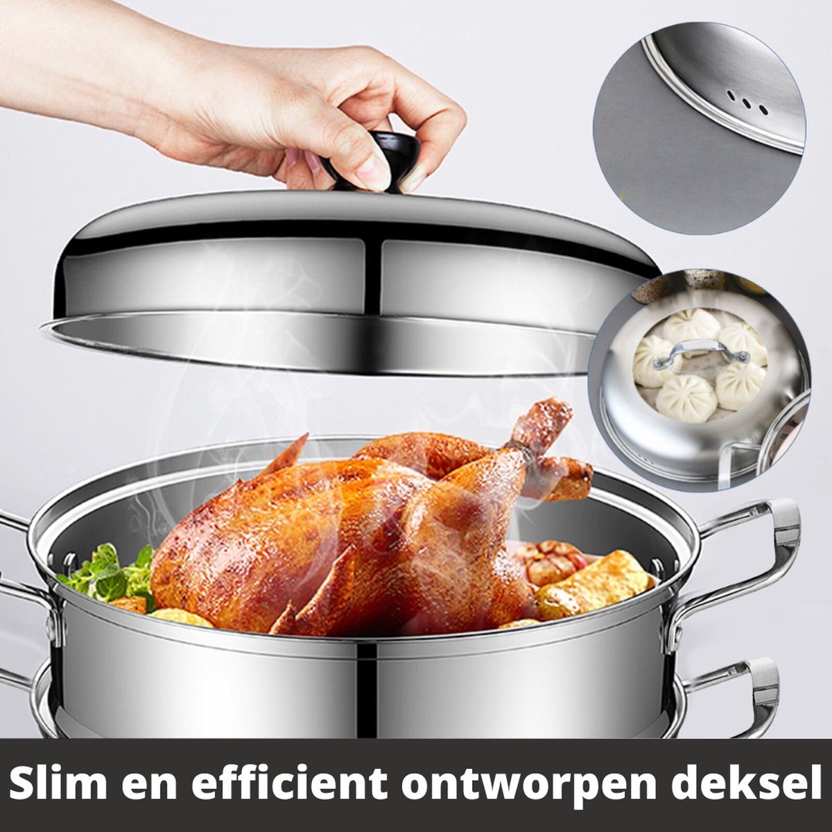 Happyment Stoompan - Voedselstomer - Groentestomer - Couscous Pan - Multisteamer - Stoomkoker - 5 Laags
