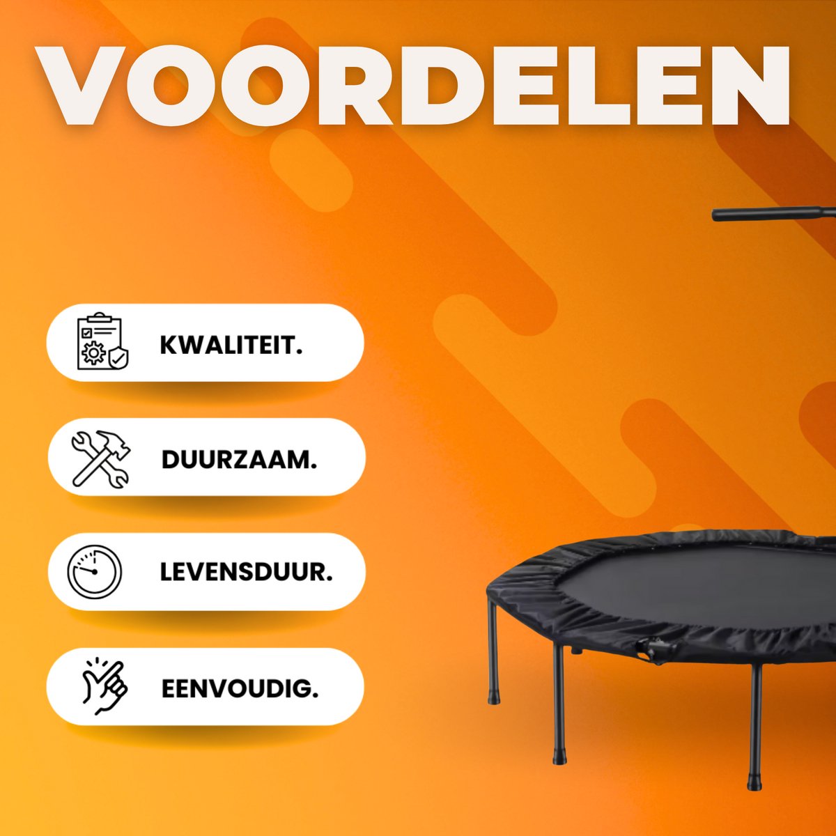 Fitness trampoline - Voor volwassenen - 127cm springoppervlak - Zwart - Opvouwbaar - in hoogte verstelbare handgreep - Spring trampoline voor binnen en buiten