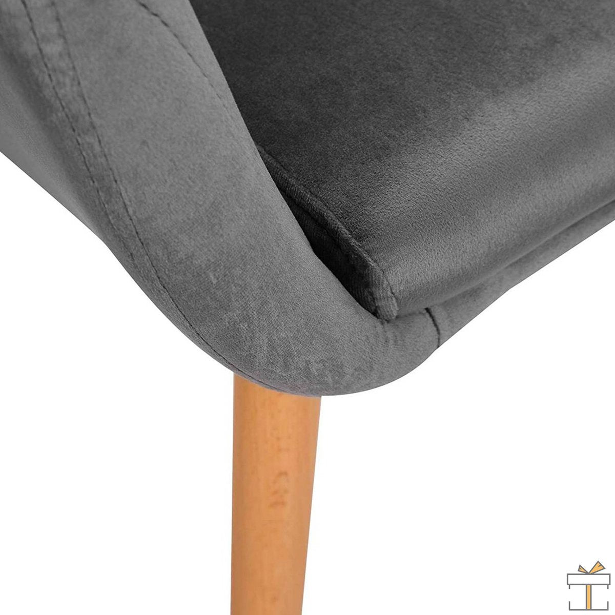 Happyment Eetkamerstoelen Deluxe - Set van 4 - Woonkamerstoelen grijs met rugleuning - Keukenstoelen - Fauteuil - Kuipstoel - Fluweel