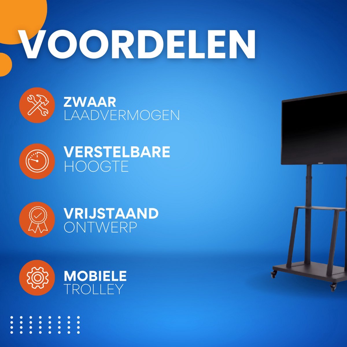 TV statief verrijdbaar Vaylen - Ook Verticaal - Voor 32-80" inch - vloerstandaard universeel - In hoogte Verstelbare Standaard - Zwart - Tot 65KG