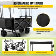 Opvouwbare bolderkar - Kinderenvervoer - Zwart - 220L - 150KG