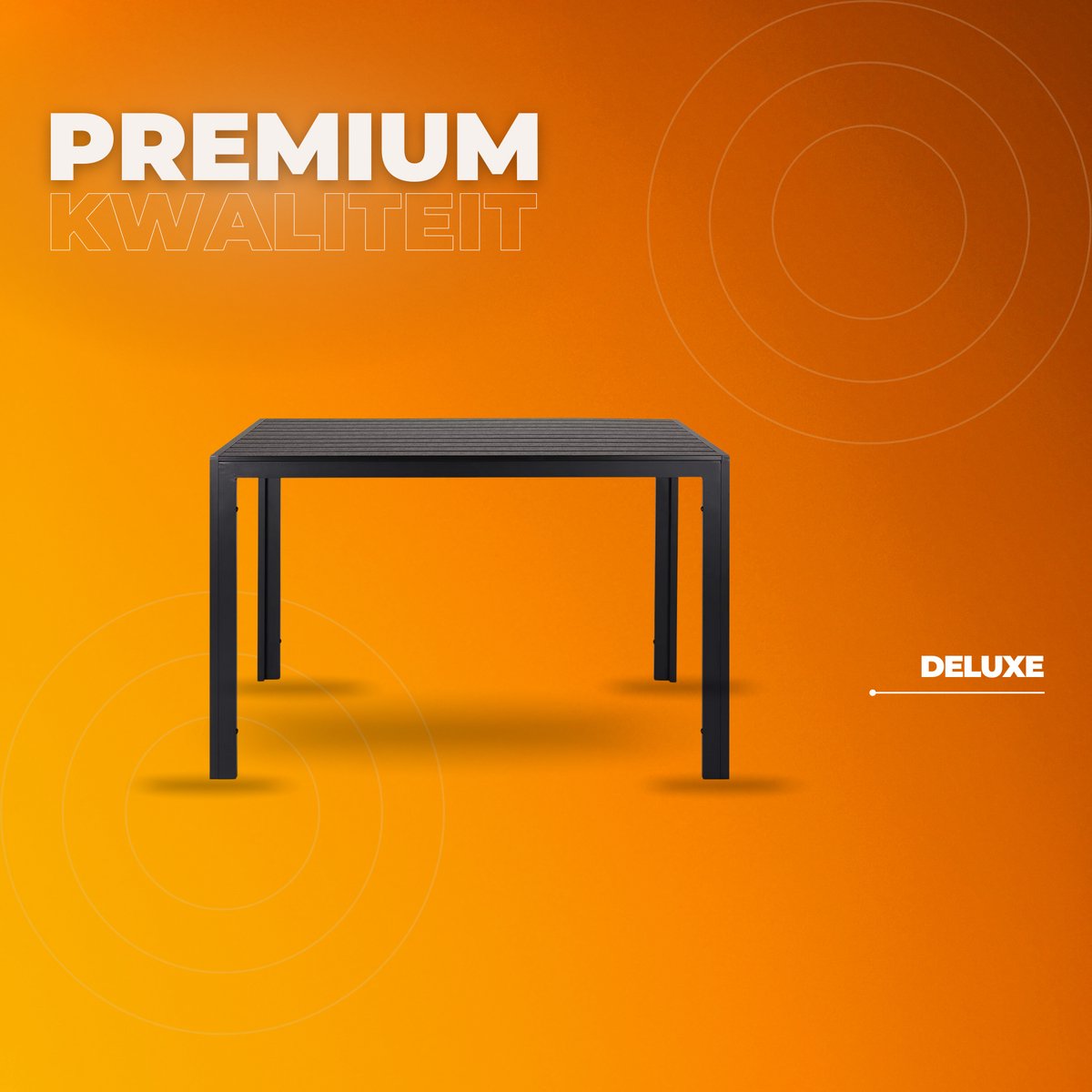 Tuintafel kunststof - 110cm - Voor Balkon, Terras en Tuin - Aluminium frame - Rechthoek - Weerbestedig