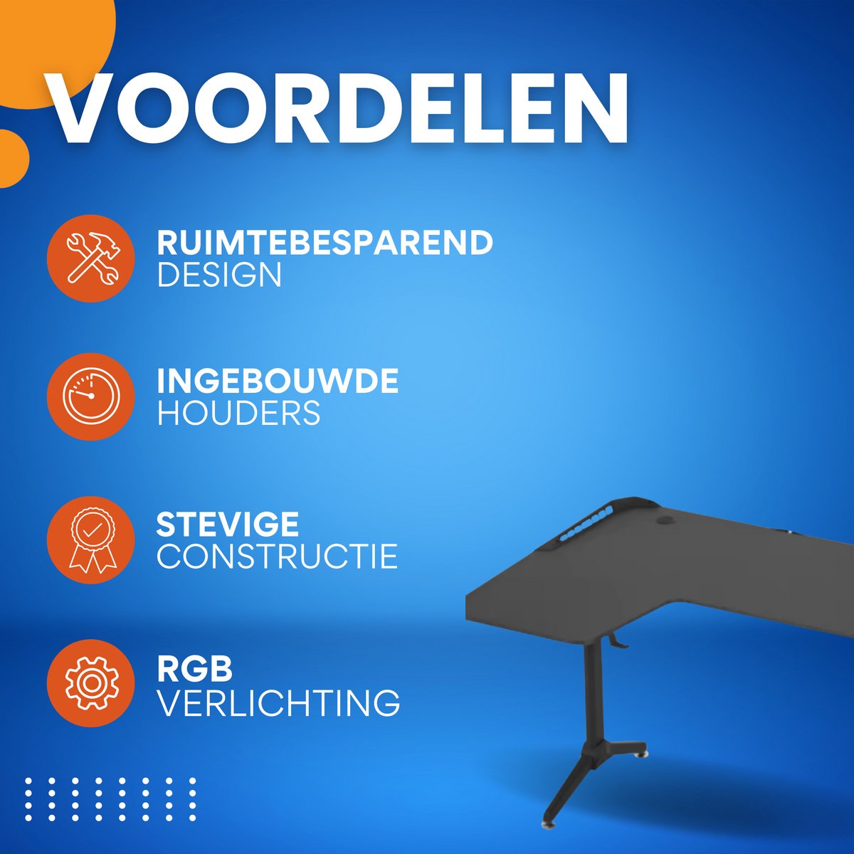 Gaming bureau Brutal - Met LED verlichting - Rechter Hoekbureau - 162cm desk - Metalen poten - Bekerhouder