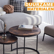 Salontafel - Set van 2 - Rond - 60/40cm - Landelijk - Bruin