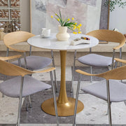 78 cm Hoge Vrije Tijd Ronde Keuken Eettafel - Gesinterde Stenen Top en Voetstuk Base - Bistro Tafel