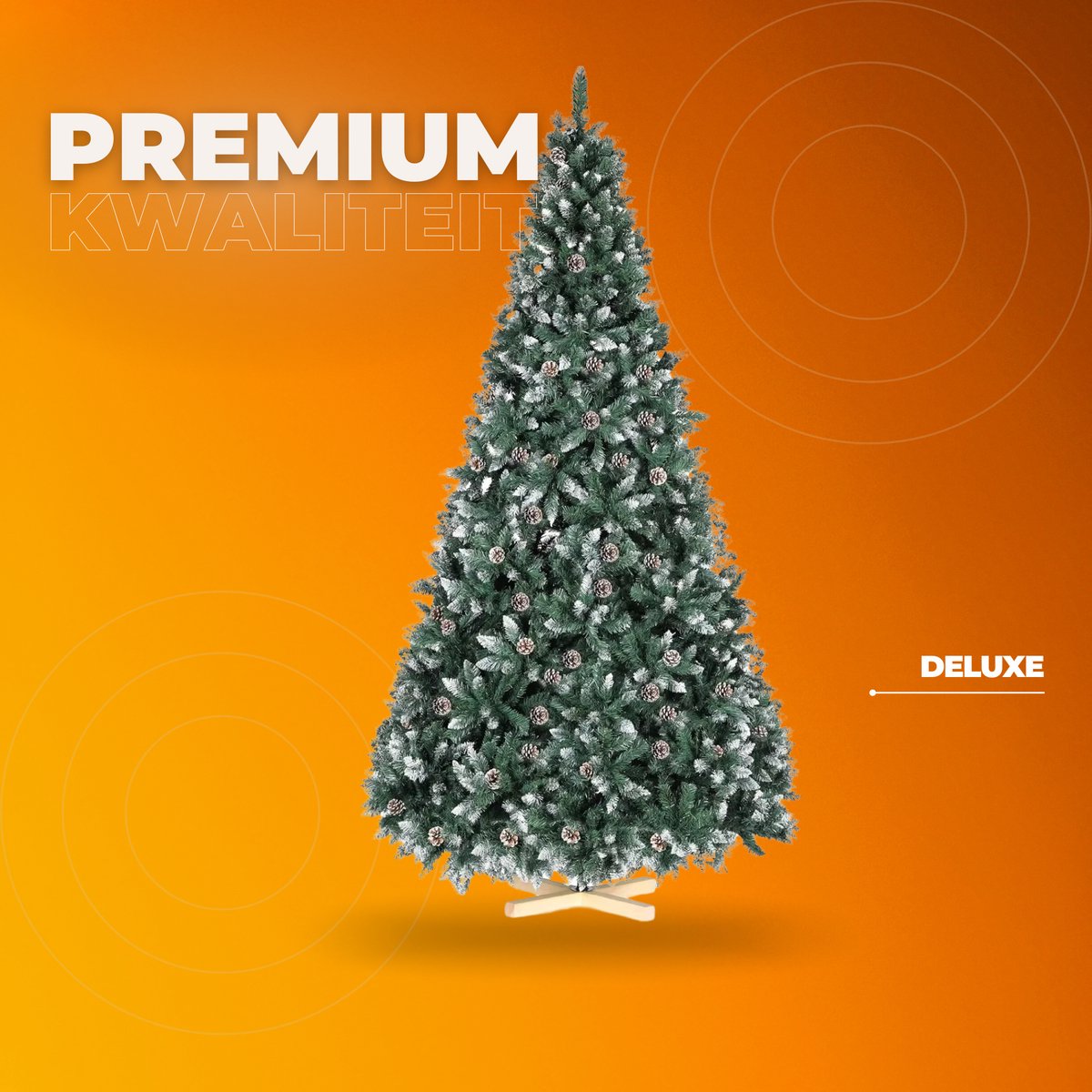 Kerstboom met sneeuw - Dennenappels - Canadese Spar - 240cm - Zonder verlichting