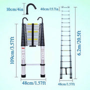 Uitschuifbare Telescopische Ladder - 6,2m - Afneembare Haken en Uitschuifbare Treden - Opvouwbare Zolderladder met Antislipvoeten