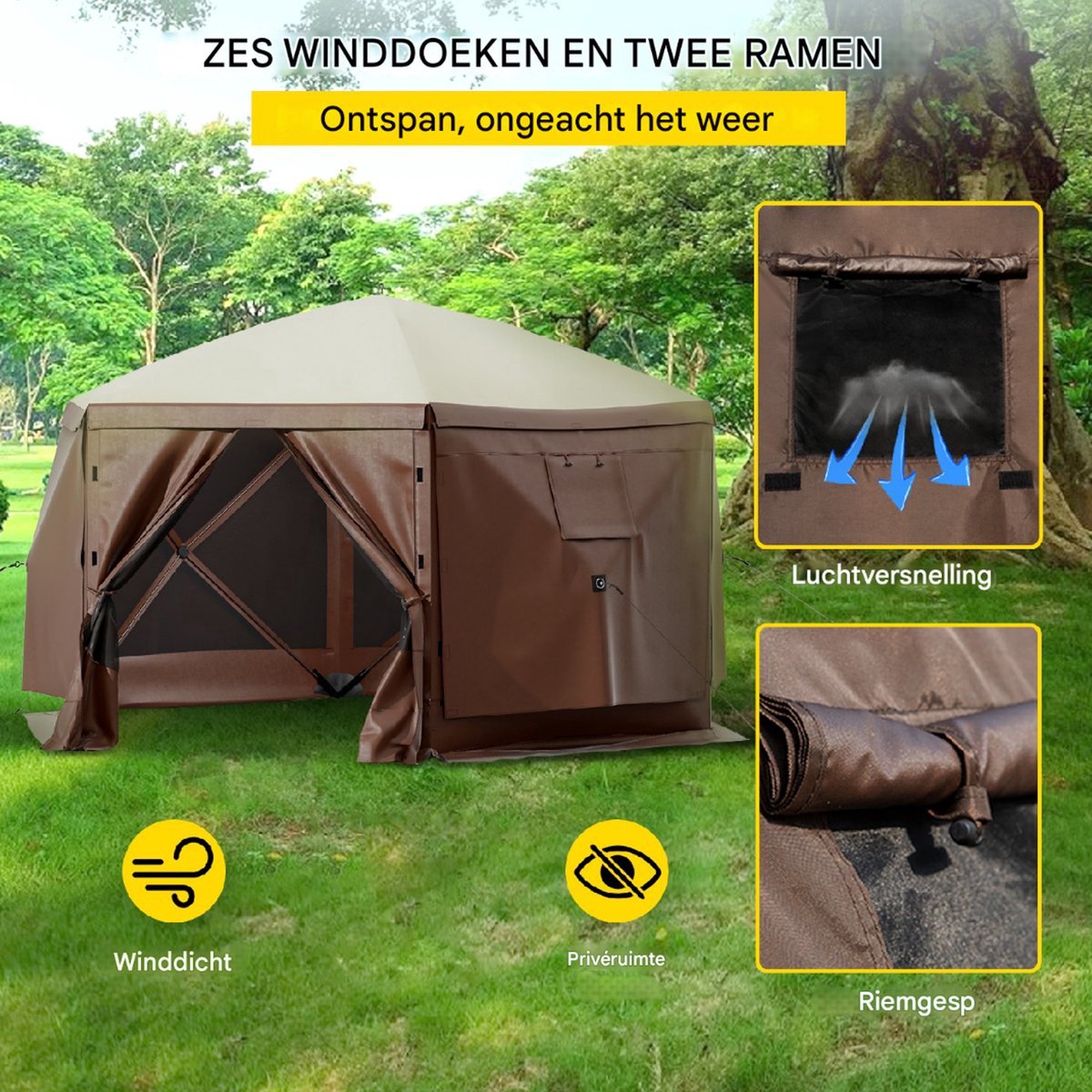 Pop-up tuinhuis - 8 persoons - Luifel - Buitenverblijf - Waterdicht
