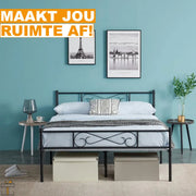 Happyment Luxe Bedframe Metaal - 2 persoons twijfelaar - 140 x 200cm - Incl. lattenbodem - Zwart