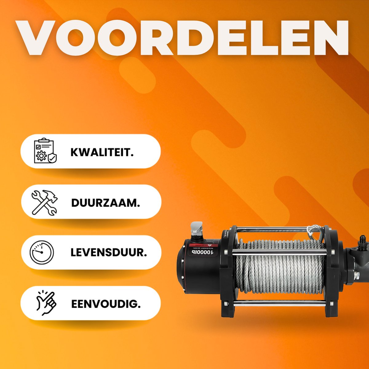 Hydraulische Lier - 4536KG trekkracht - Afstandsbediening - Vrachtwagen of auto - Kabeltakel