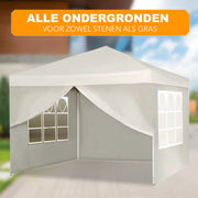 Happyment Partytent open - Beige - Met zijwanden - Opvouwbaar - Easy up - Paviljoen - Waterdicht weerbestendig - 3x3 m