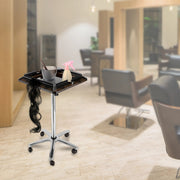 Kapperswagen - Rolwagen - op Wielen - Voor Salons en Thuisgebruik - met Afneembaar Dienblad - Kunststof en Metaal - Zwart