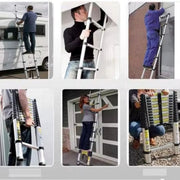 Aluminium Telescopische Ladder Florano - 260CM - Vouwladder met Antislipvoeten - Multifunctionele Verlenging - Rechte Ladder voor Loft
